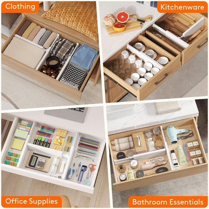 Drawer Dividers 4 In High 11-17 Adjustable White 8 Pack