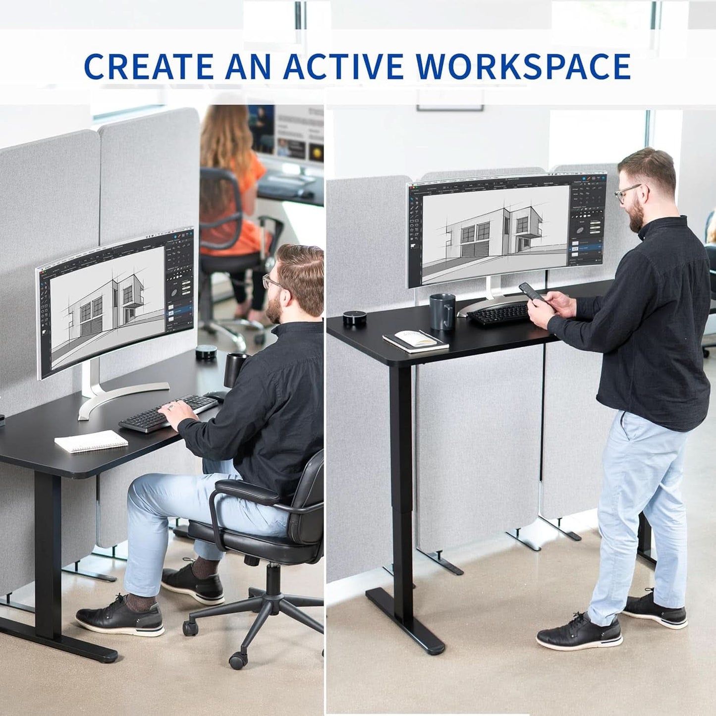 60 Inch Electric Height Adjustable Desk For Home Office