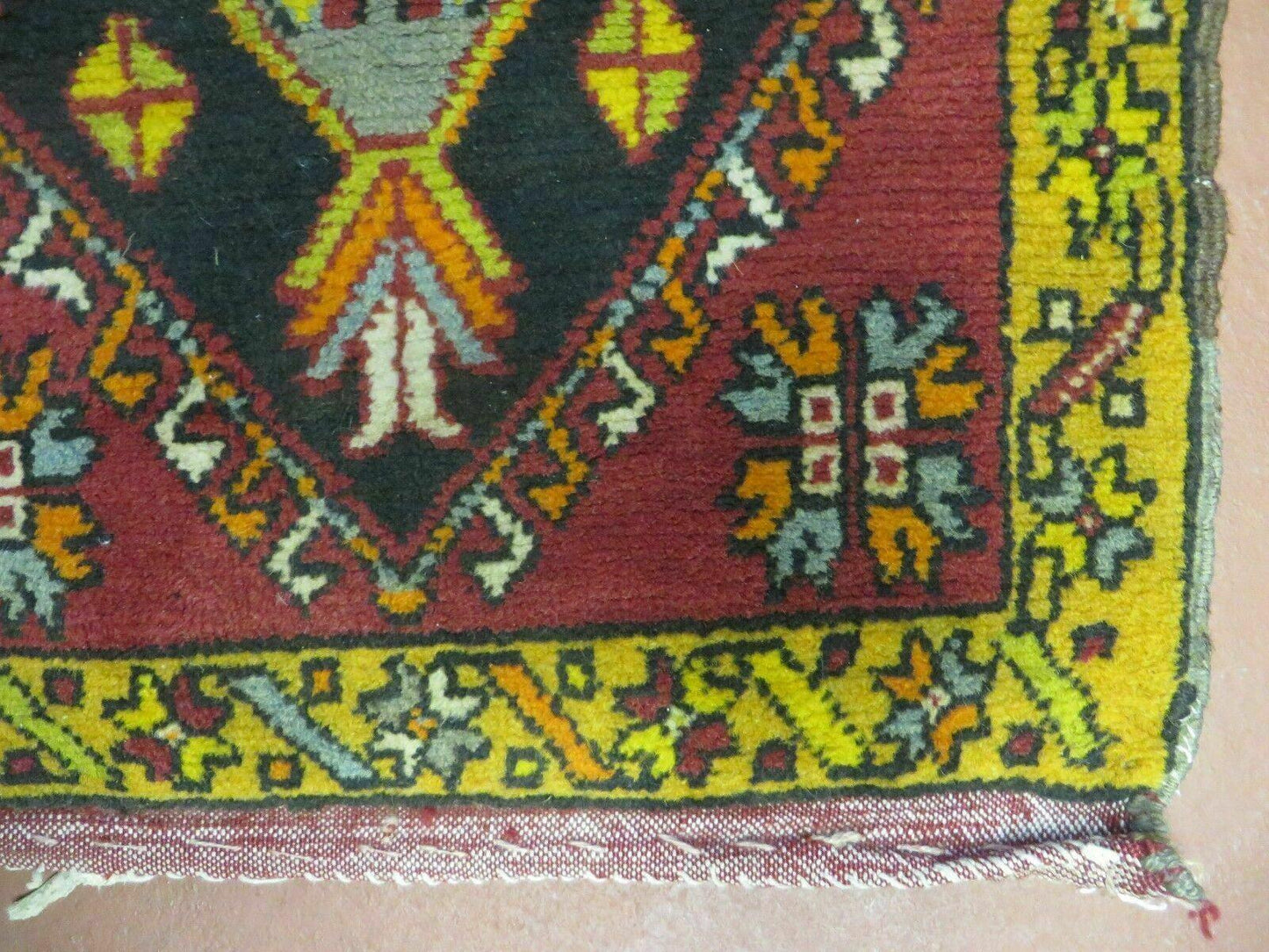 19" X 42" Antique Handmade Turkish Colorful Oushak Oshak Yastik Wool Rug Mat