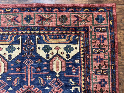 Persian Tribal Heriz Design Rug 6x9, Pottery Barn Rug, Hand Knotted Wool Vintage Rug