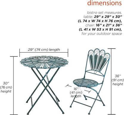 Bistro Set 3 Piece Light Blue Outdoor Patio Furniture