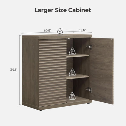 Modern Buffet Cabinet With Wave Panel Doors Large Storage