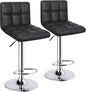 Black 6 Squares Back Adjustable Bar Stool Set Of 2