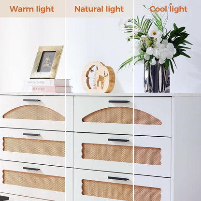 Six Drawer White Dresser With Industrial Steel Base