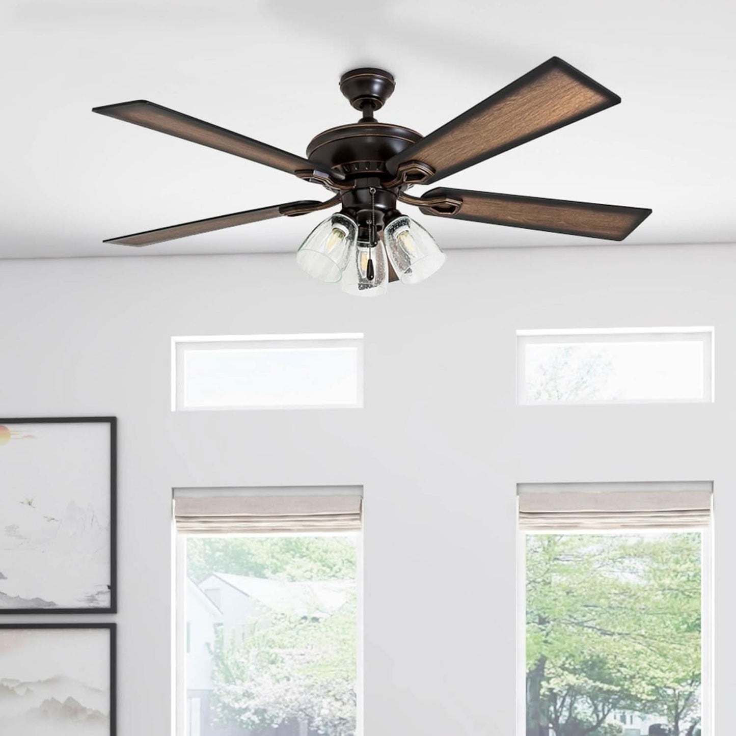 52 Inch Farmhouse LED Ceiling Fan Oil Rubbed Bronze