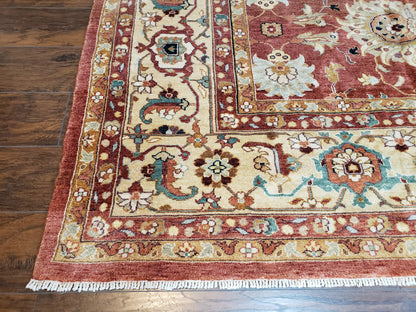 Safavieh Room Sized Rug 10x14, Wool Hand-Knotted Auburn Red & Light Gold Egyptian Mahal Oriental Carpet, 10 x 14 Large Living Room Rug