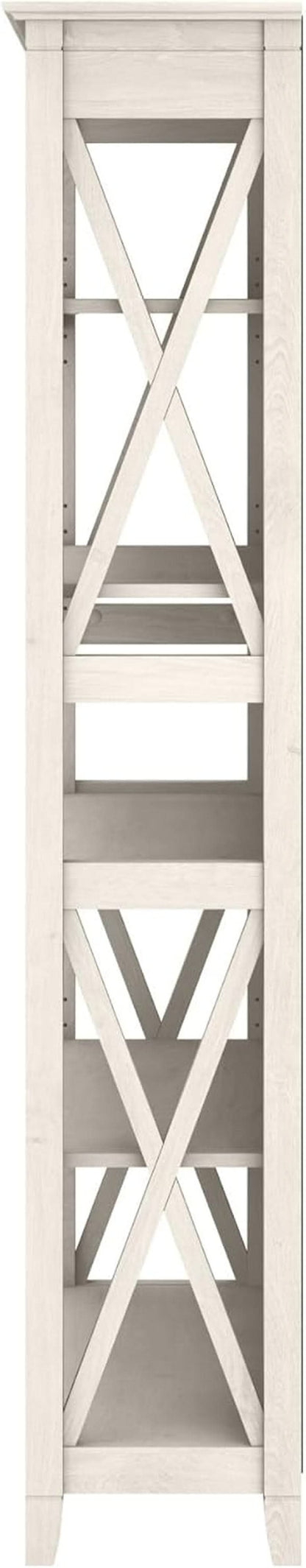Tall 5 Shelf Bookcase Linen White Oak Modern Farmhouse
