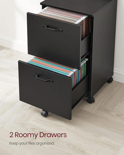 2-Drawer File Cabinet Matte Black For Home Office And Printer Stand Fits A4 And Letter Files