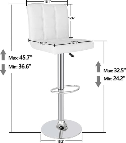 X Large White Adjustable Counter Height Bar Stools Swivel 4 Pack