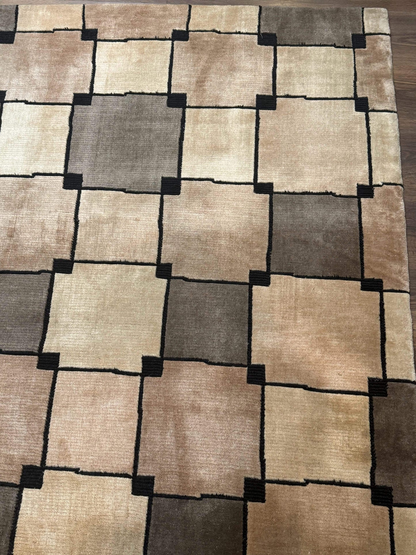 Tibetan Wool Rug 5x8, Contemporary Modern Carpet, Abstract Design, Soft Thick Pile, Pair B