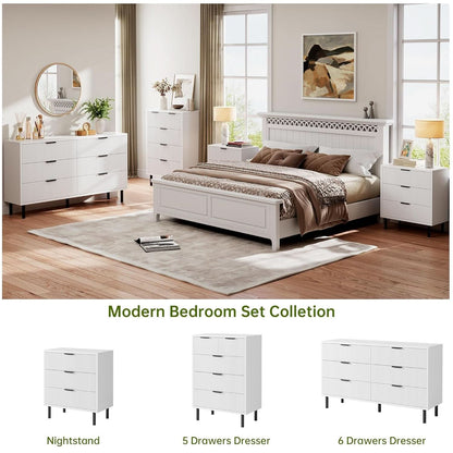 White Fluted Contemporary Dresser With Stainless Legs