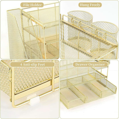 4 Tier Paper Tray Organizer With Drawer For Office Use