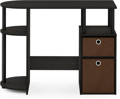 Jaya Brown Computer Study Desk With Storage Bins And Shelf