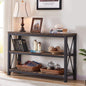 Rustic 47 Inch 3 Tier Sofa Console Table With Open Shelves