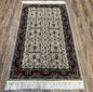 Fine Sino-Persian Silk Rug 3x5, High Quality Silk Carpet, Handmade Small Silk Rug, Allover Repeated Motif, Tan Maroon Blue Vintage Silk Rug