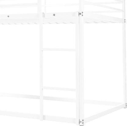 Twin Over Twin Metal Floor Bunk Bed With Slide Playhouse