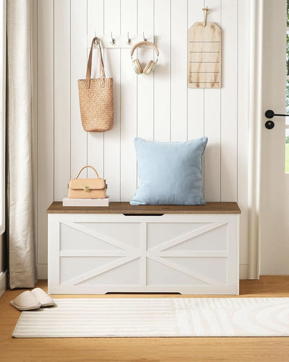 TwoTone Walnut White Storage Chest Durable 43.3Inch