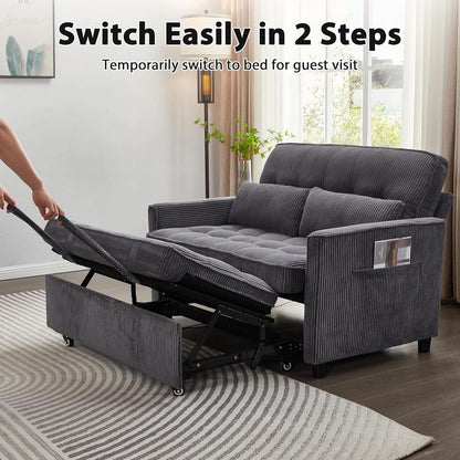 55Inch Convertible Sleeper Sofa With USBPort Corduroy