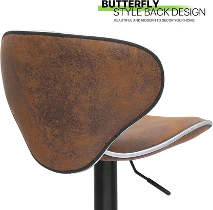 Bar Stools Set Of 2 Adjustable Counter Height PU Leather