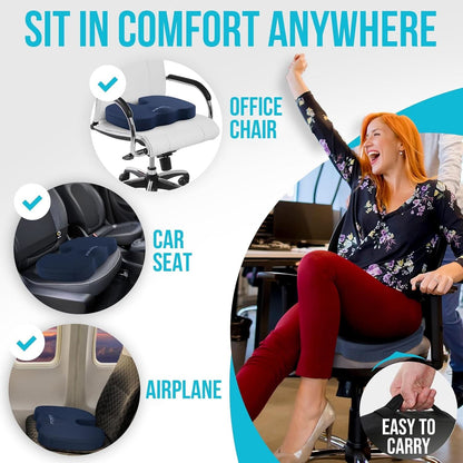 XL Memory Foam Seat Cushion With Lumbar Support Non Slip