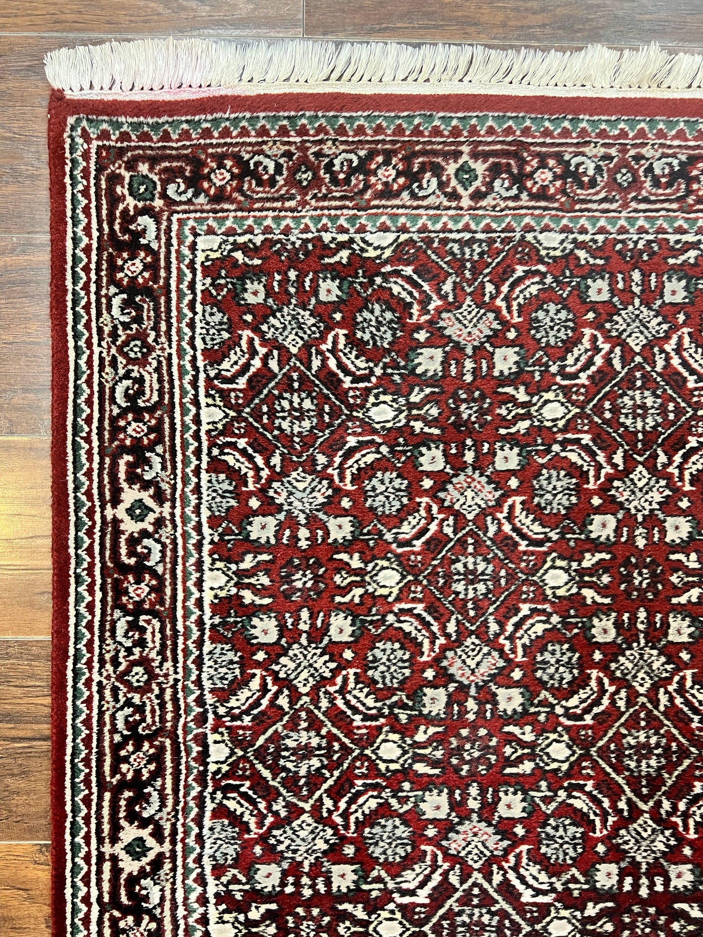 Indo Persian Runner Rug 2.7 x 8, Wool Hand Knotted Vintage Carpet, Red Black, Herati Allover Pattern, Oriental Runner, Rug for Hallway