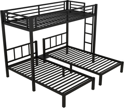 Triple Bunk Bed For Kids Metal Twin Over Twin Black