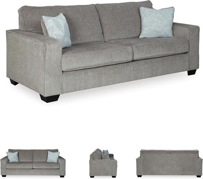 Queen Sofa Sleeper Light Gray Chenille Upholstered