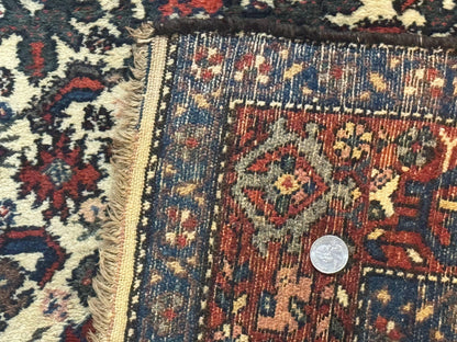 Persian Tribal Rug 3x5, Antique Persian Carpet, Floral Roses, Handmade, Persian Zanjan Rug