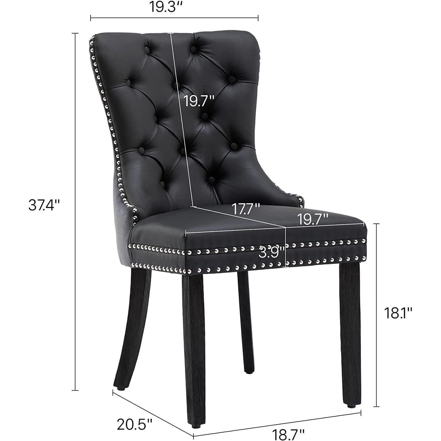 Black And Dark Grey Velvet Dining Chairs Set Of 6 With Nailhead Trim Pull Ring