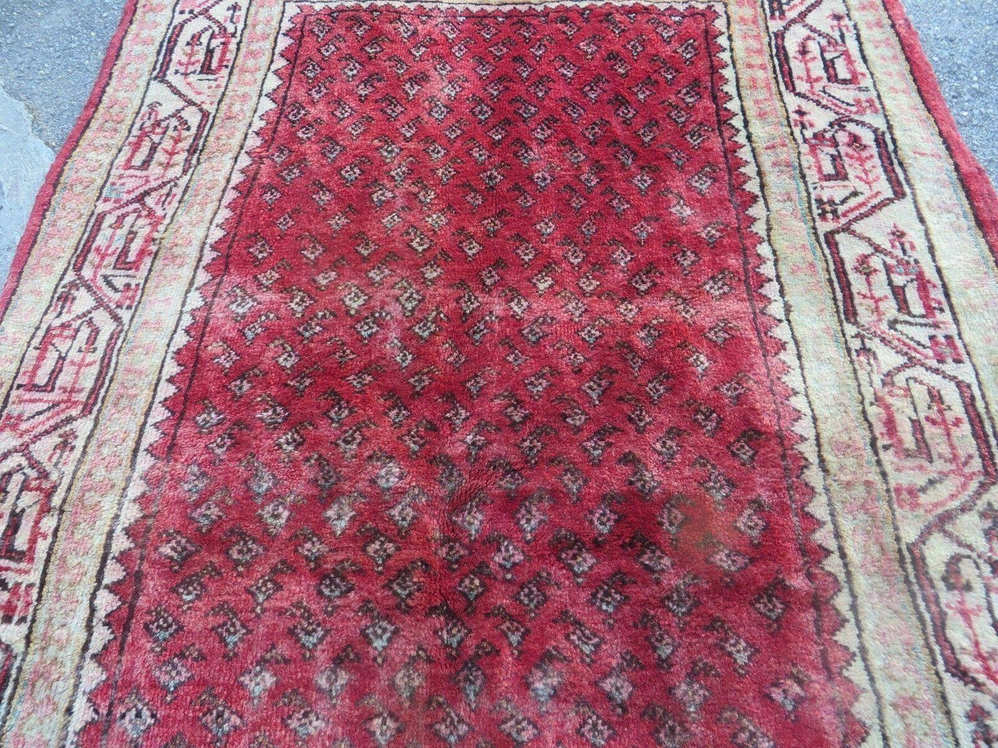3'7"X 10' Antique Handmade India Oriental Paisley Wool Runner Rug Vegy # 31