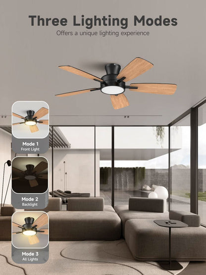 46 Inch Black Ceiling Fan With Remote Dimmable Light 3CCT