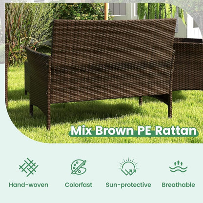 8-Piece Rattan Patio Furniture Set With Cushions