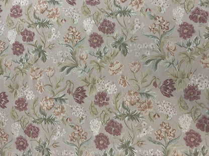 Aubusson Rug 9x12, Pink Beige Light Mauve, Handmade Allover Floral Roses, Wool Flatweave Carpet 9 x 12 ft, European French Design, Elegant