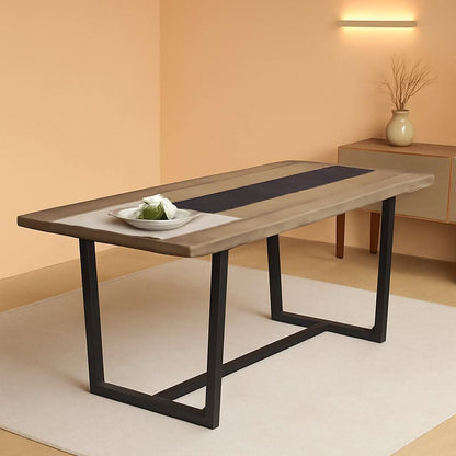 71 Inch Grey Dining Table Industrial Farmhouse Style