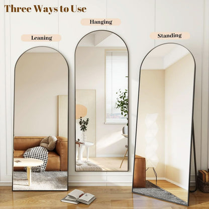 30x71 Inch Arched Full Length Mirror Black Aluminum Frame
