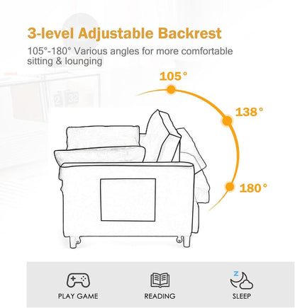 Black Velvet Sleeper Sofa With Adjustable Backrest