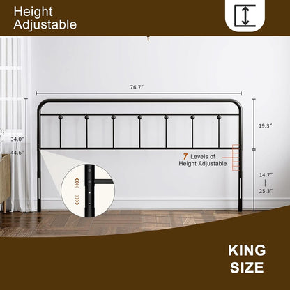 Adjustable Height Metal Headboard in Farmhouse Victorian Style
