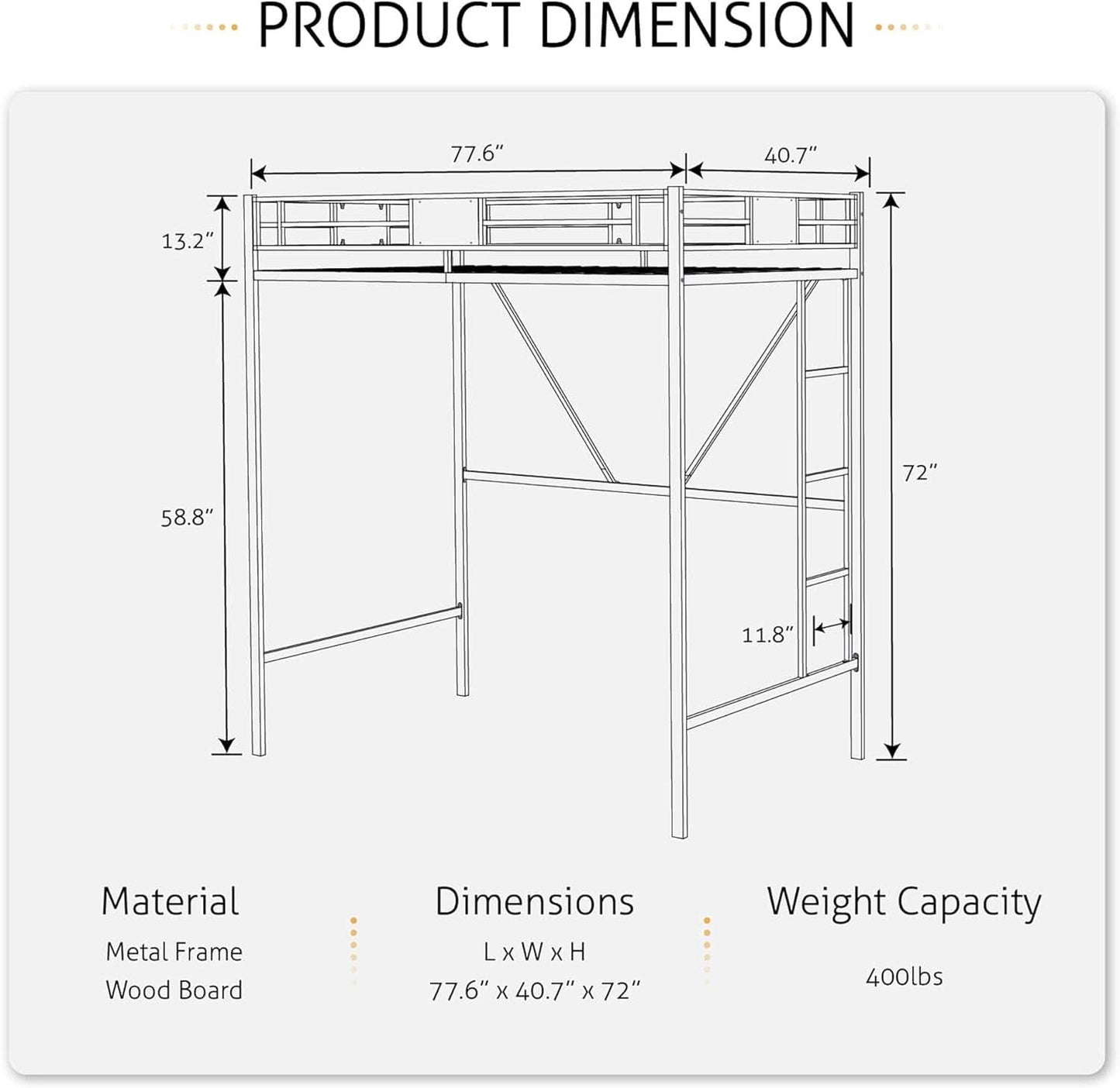 Twin Loft Bed With Ladder And Guard Rail In Rustic Style