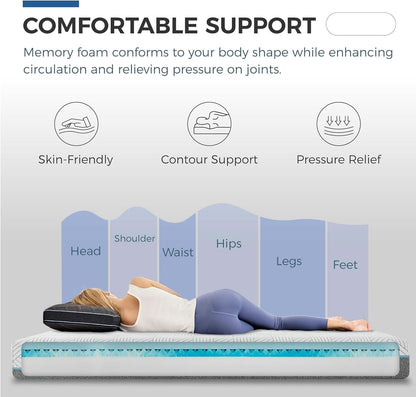 Queen Size 10 Inch Cooling Gel Memory Foam Mattress Fo rBack Pain Relief