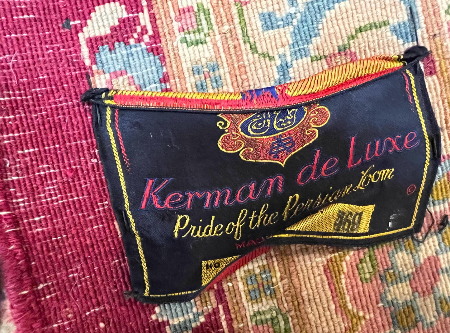 Persian Rug 9x12, Kirman DeLuxe, Millefleur Floral Medallion Carpet, Maroon Light Blue Beige, Semi Antique Authentic Hand Knotted Wool Rug