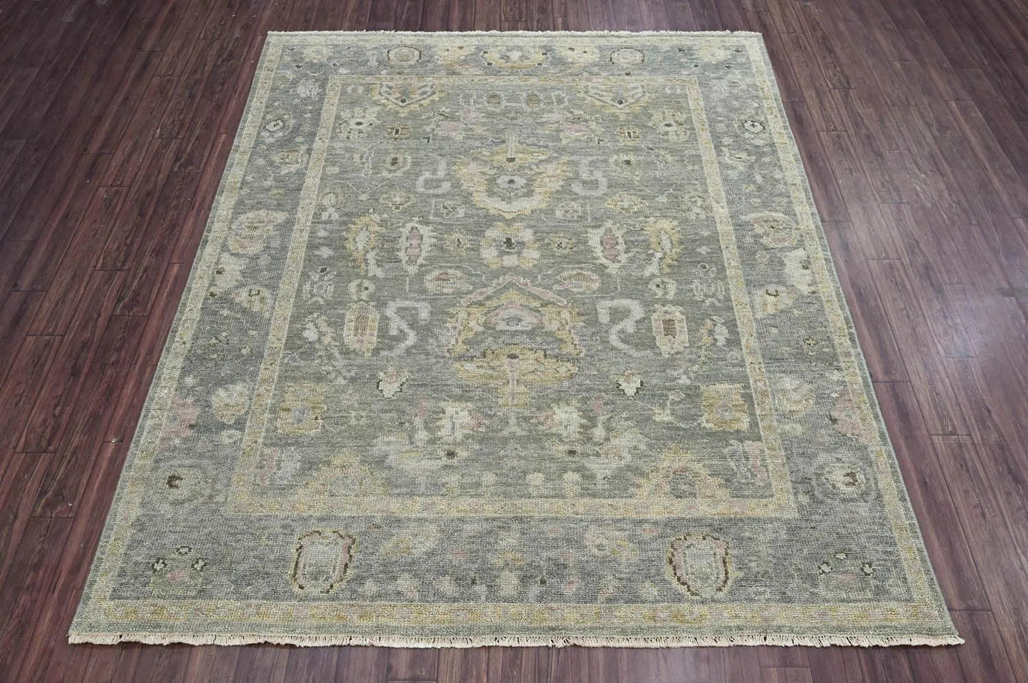 Multi Size Moss Hand Knotted Traditional Oushak Wool Oriental Area Rug