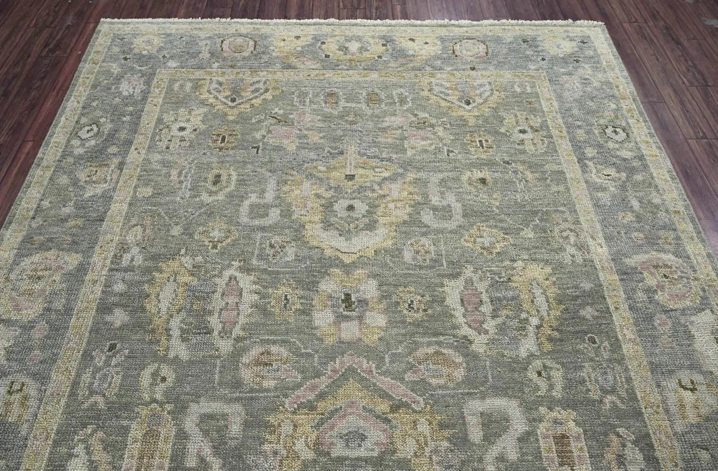 Multi Size Moss Hand Knotted Traditional Oushak Wool Oriental Area Rug