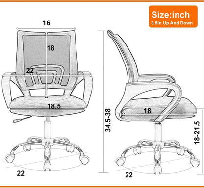 Ergonomic Office Chair Black With Lumbar Support Adjustable