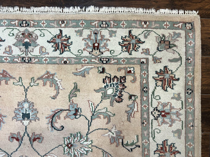Indo Persian Rug 6x9, Handmade Vintage Wool Carpet, Floral Allover