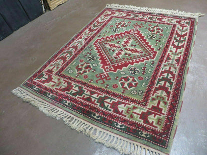 4' X 6' Vintage Handmade Turkish Kazak Design Wool Rug Carpet Nice