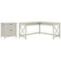 60W L Shaped Desk With Mobile File Cabinet For Home Office