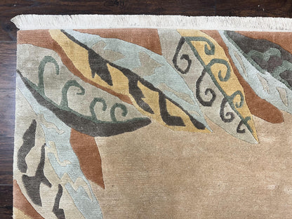 Modern Tibetan Rug 7x10, Soft Wool, Tufenkian Style Carpet, Tibet Nepali Rug, Open Field, Handmade Wool Rug