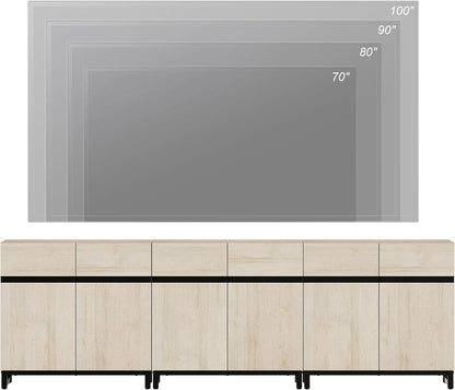 Light Oak TV Stand For 110 Inch TVs With Adjustable Shelves