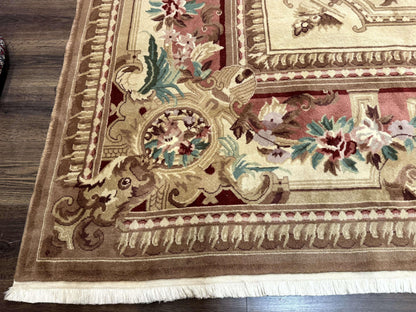 Palace Size Aubusson Rug 12x18, Extra Large, French European Carpet, Soft Wool Pile, Elegant