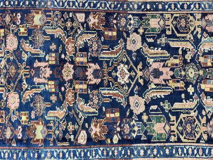 Caucasian Kalegy Rug 6x11, Wide Runner, Wool Hand Knotted Carpet, Navy Blue Tribal Rug, 1920s Antique Rug, 6 x 11 Oriental Carpet